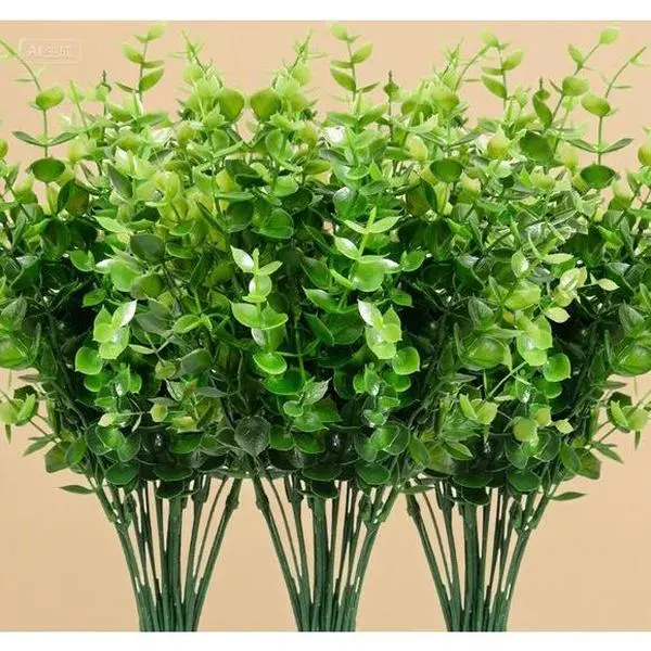 63 Stems Fade Resistant Artificial Greenery for Indoor Outdoor Decor, Plastic Plants for Garden Porch Patio Window Box, Farmhouse Wedding Office Home Decoration, Reusable Faux Plants No Maintenance Needed Decorative Fruit Basket Eucalyptus Hanging Nature