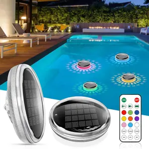 Solar Remote Control Floating Pool Light, 12 Color Modes, Ipx7 Waterproof Rechargeable LED Lamp, Bath Tub, Pool Party, Outdoor Decor