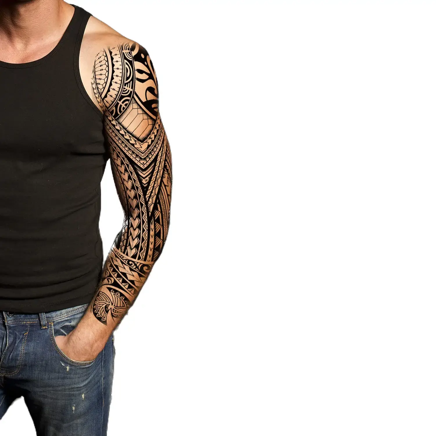6-Sheet Full Arm Temporary Tattoo Sleeves, Waterproof Luminous Fake Tattoos with Realistic Flower, Skull & Lion Designs for Women, Men & Kids