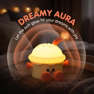 Ice Cream Tap Night Light, Cute Silicone Bedside Lamp, 3-Level Dimmable Warm Glow, Rechargeable LED Touch Light, Safe ABS & Silicone Material, Ideal for Kids Bedroom Nursery Decor, Perfect Birthday Christmas Gift#SummerWins#Fathersdaygift