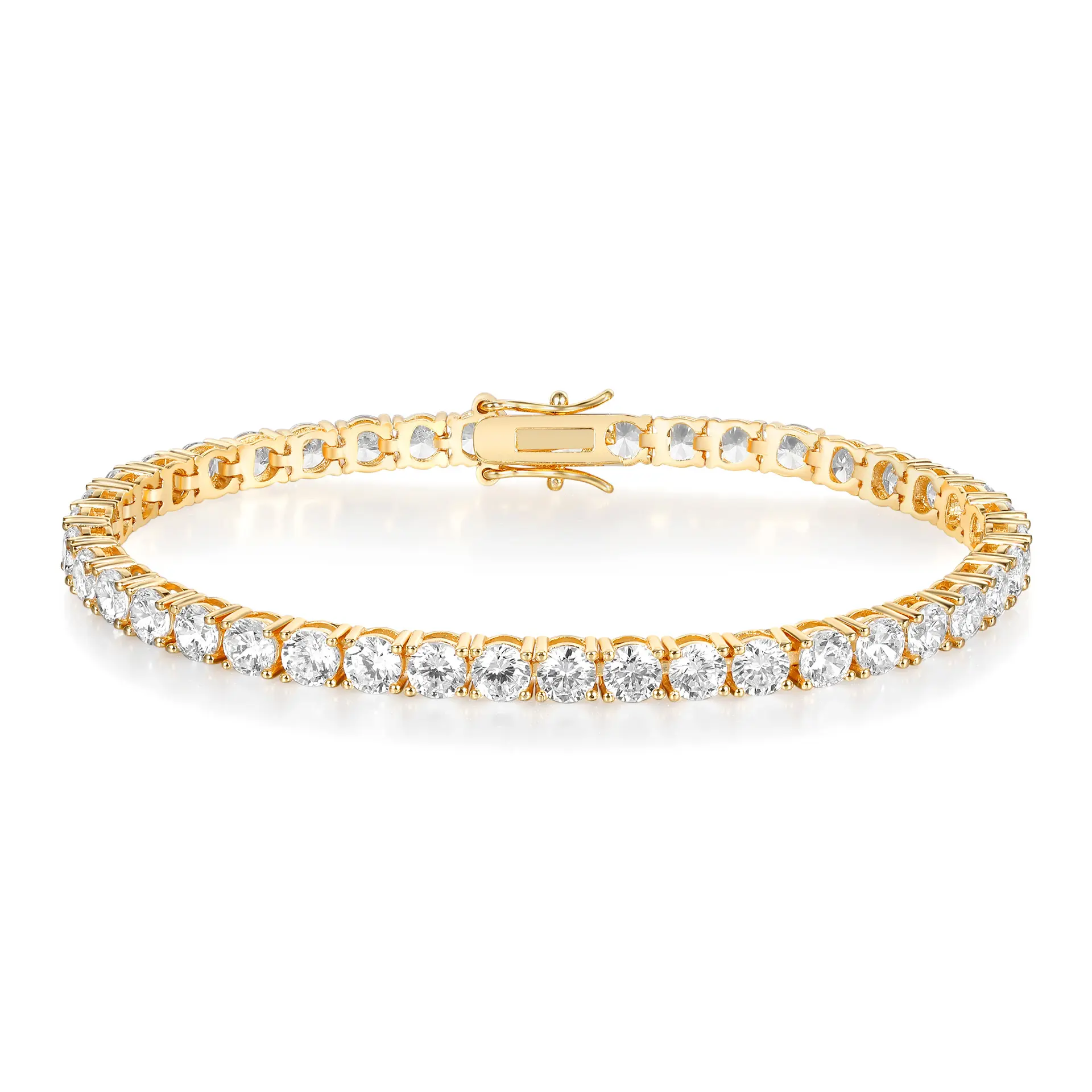 Tennis Bracelet 18K gold plated bracelets. VVS Round cut Sun -themed Bracelet Menand Women Fashion Jewelry.lt's suitable for daily wear.FathersDayGift TikTokShopBlackFriday
