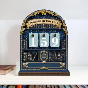 Wooden Vintage Book Reading Tracker, Track Up to 999 Books, Ideal for Book Lovers, Durable Wooden Design, Perfect Gift Idea