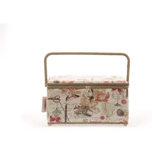 4397 Tan 16"x10"x8" Rectangle Sewing Basket Bundle with 811 Sewing Accessory Kit