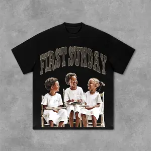 First Sunday happy Graphics Print Cotton T-Shirt