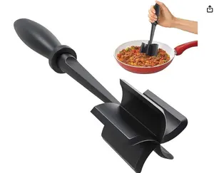 Meat Chopper, Heat Resistant Meat Masher for Ground Beef, Hamburger Meat, 5 Curve Blade Hamburger Chopper, Ground Meat Smasher Ground Beef Chopper, Mix and Chop Kitchen Tool & Meat Browning Utensil