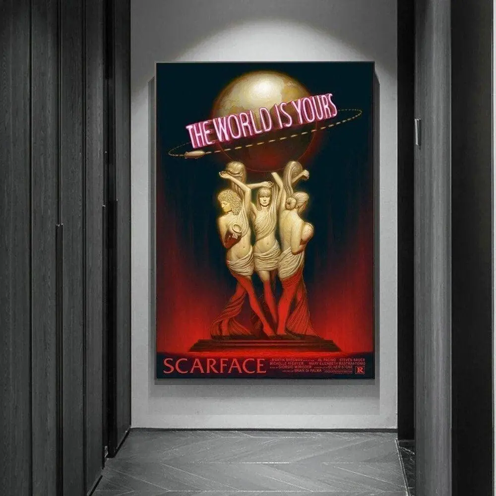 The World Is Yours Scarface Retro Trippy Painting POSTER UNFRAMED  Wall Art Picture