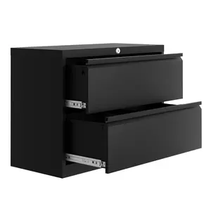 2-Drawer Lateral File Cabinet with Lock, Heavy Duty Filing Cabinet for Letter/Legal/A4/F4 Documents – Vertical Storage Organizer for Home Office, Black