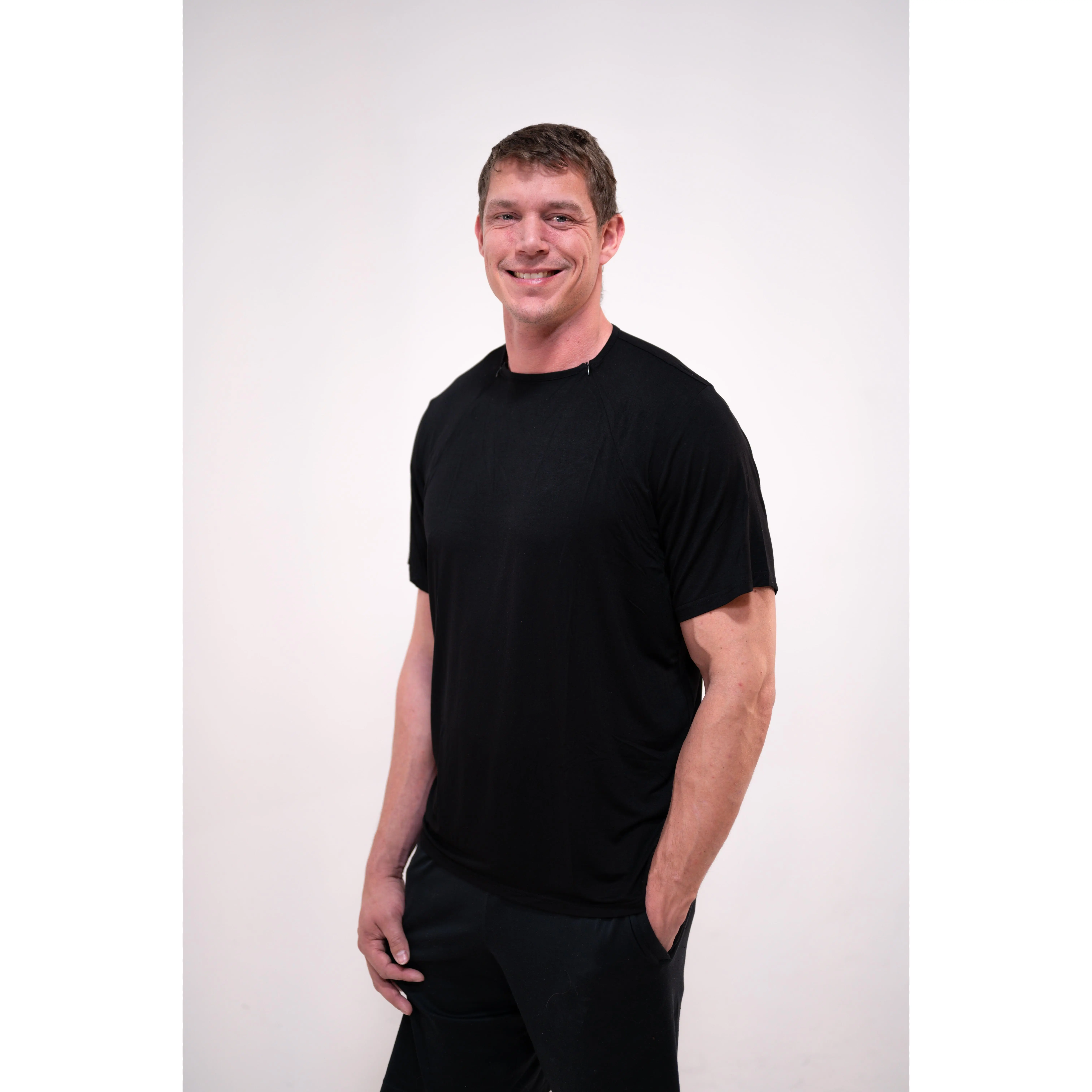 The Cameron Unisex Nursing and Skin to Skin Shirt in Black
