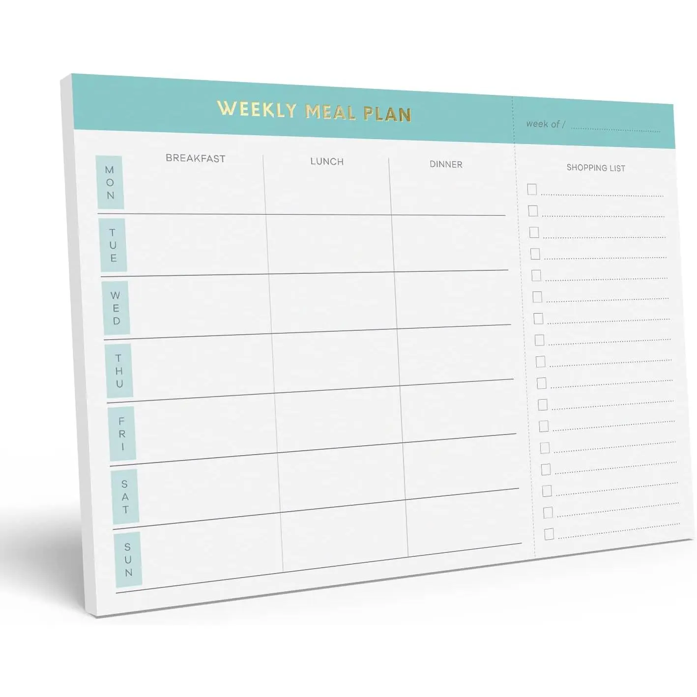 Weekly Meal Planner and Grocery List  Notepad. Teal 10x7" Meal Planning Pad with  Off Shopping List. Plan Weekly Menu  for  or Dinner List for Family!