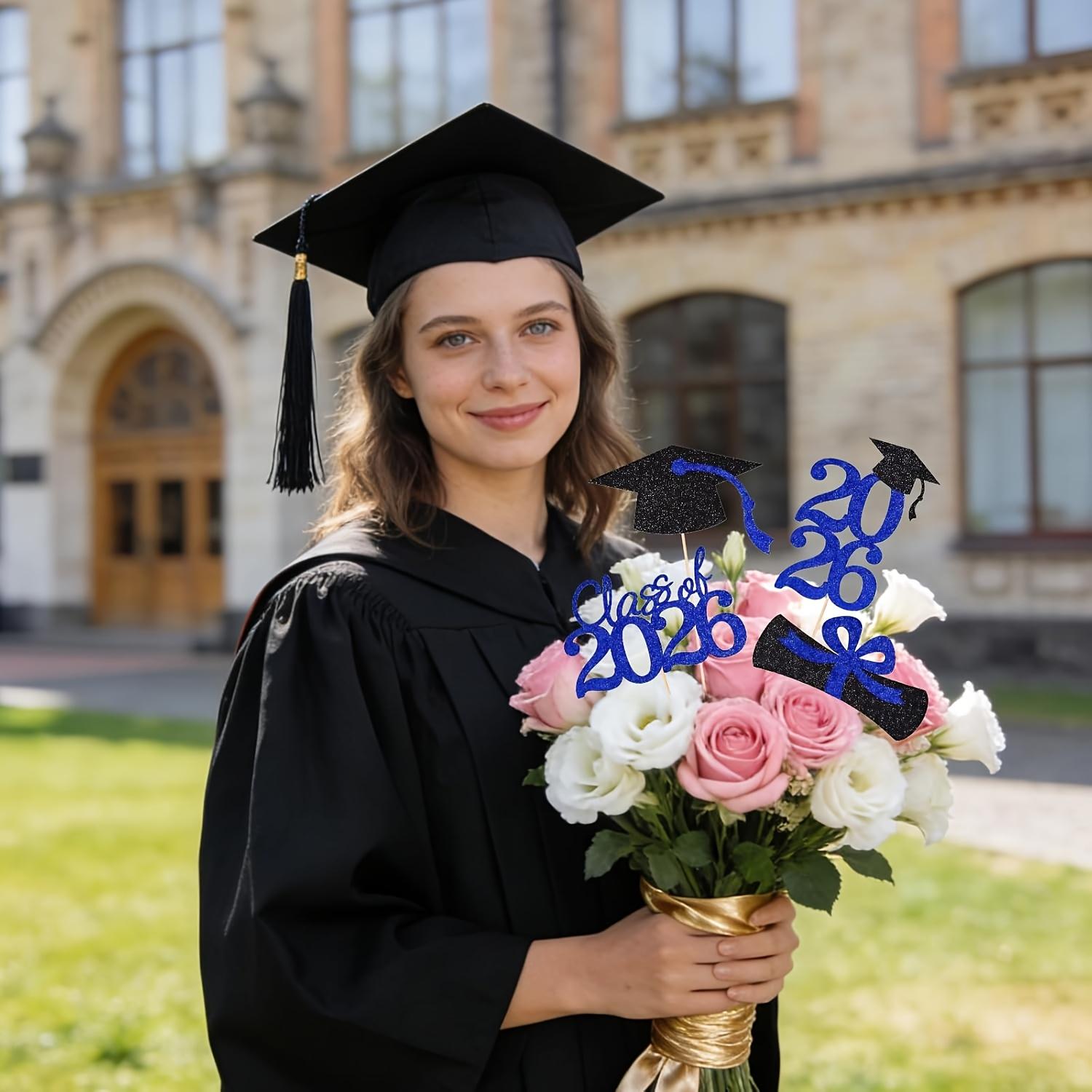 Set of 16/32/48 Graduation Cake Toppers 2026 - Paper Material, Themed Design & Festive Decor, for Cupcakes, Party Desserts & School Celebrations &Bouquet&Tables