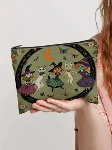 Witch & Cat Dance Vintage Halloween Makeup Bag – Multipurpose Organizer for Cosmetics, Cables, Snacks | Perfect Gift for Women, Teens, Friends, Colleagues, Self – Birthday, Halloween, Christmas, Mother’s Day, Valentine’s Day Present