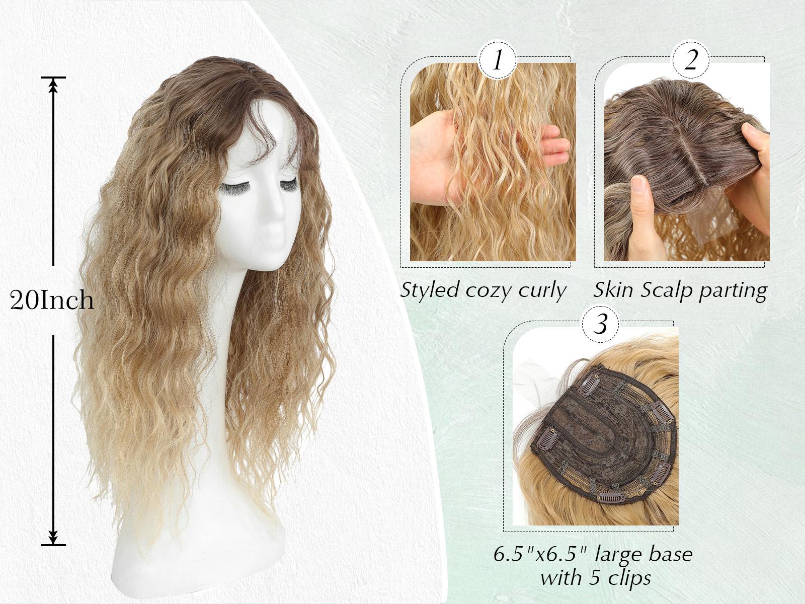 PANEWAY 20 Inch Curly Hair Topper for Women - Lightweight & Natural-Looking Clip-In Hairpiece for Instant Volume & Coverage, The Air-Light Solution for Thin Hair PANEWAY 20 Inch Curly Hair Topper for Women - Lightweight & Natural-Looking Clip-In Hairpiece for Instant Volume & Coverage, The Air-Light Solution for Thin Hair