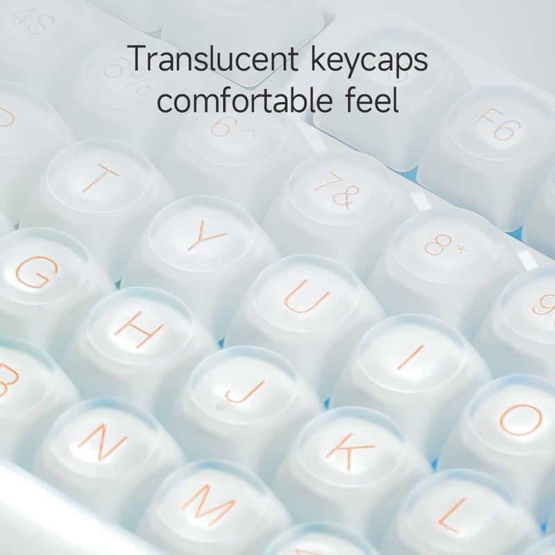 FURYCUBE IP98 Foudation Keyboard, 98 keys with Knob Transparent Keycaps Tri-Mode BT/2.4GHz/USB-C Cute Classic Keyboard with Number Pad, Media Knob Custom Mechanical Feel Keyboard, RGB Backlit Work/Office/Gaming Silent Keyboard, Budget Gift