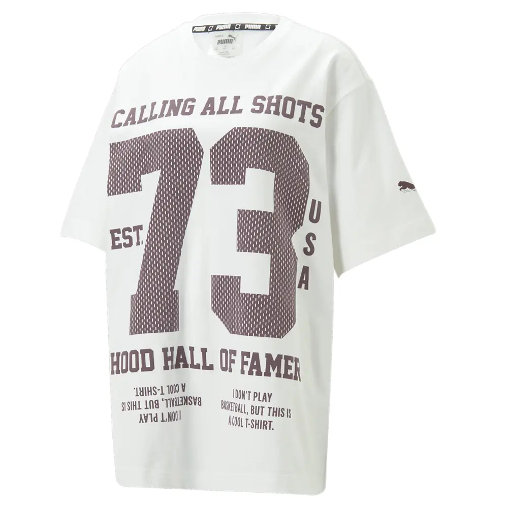 PUMA Womens X June Ambrose Square Up Crew Neck Short Sleeve Casual Tops Casual - White