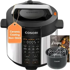 Cosori 6QT Stainless Steel Pressure Cooker Cookware - 9-in-1 Multi Cooker with 12 Safety Features, Ceramic Inner Pot, 1100W for Rice, Slow Cook, Sous Vide, Saute