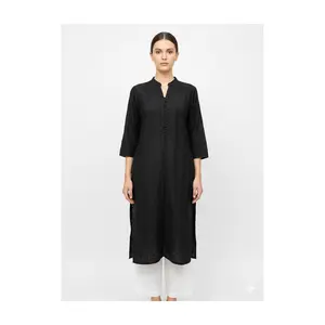 #LKH-13 Black Hand Embroidered Chikankari Cotton Kurta