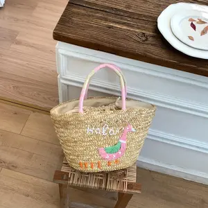 Hand-woven bag, seaside vacation style, portable vegetable basket bag, design sense, shoulder tote bag