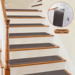 8 x 30 Inch Non Slip Cushioned Stair Treads Anti Fatigue Indoor Stair Protectors Skid Resistant Tape Free Stair Comfort Mats Washable  Tape Free Durable Stair Treads