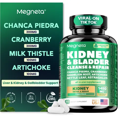 Kidney Cleanse Herbal Dietary Supplement Capsules for Men & Women - 1450mg Herbal Complex with Chanca Piedra, Cranberry, Dandelion Root, Milk Thistle - Urinary Tract, Bladder Support - 60 Count