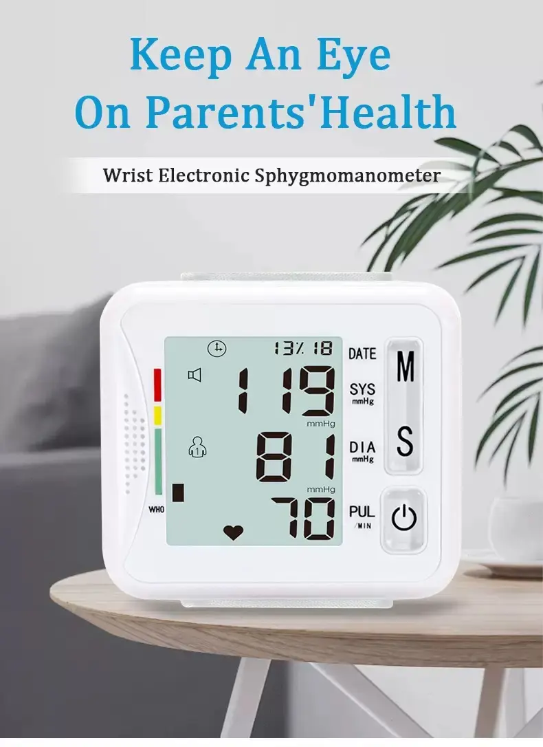 Product Introduction of Wrist Blood Pressure Monitor, Digital BP Machine with LCD Display, Adjustable Cuff, Pulse Rate & Irregular Heartbeat Detection, Large Screen, One-Touch Operation, Battery-Powered, Portable Cuff for Home Health, Hypertension & Heart Care. Healthcare Kit 1