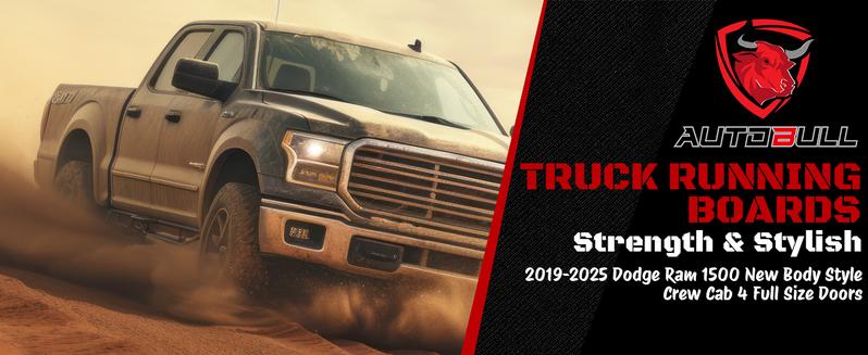 Dodge Ram 2019-2025 1500 New Body Style Crew Cab 4 Full Size Doors, 6" 2-Stairs Side Step Rails Coated Black Carbon Steel Nerf Bars ,Vehicle Accessories Automotive Dodge Ram 2019-2025 1500 New Body Style Crew Cab 4 Full Size Doors, 6" 2-Stairs Side Step Rails Coated Black Carbon Steel Nerf Bars ,Vehicle Accessories Automotive
