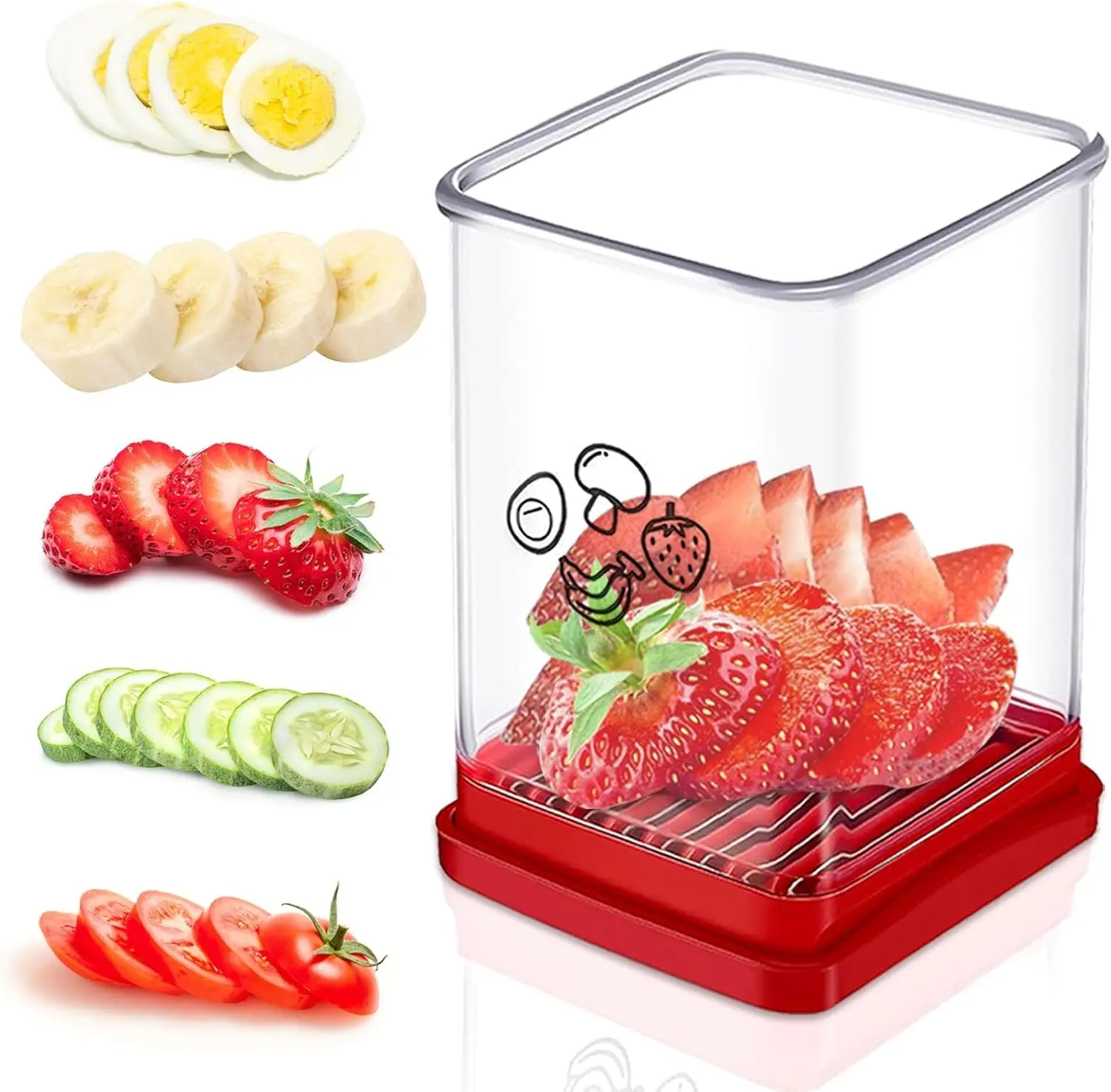 Multifunction Stainless Steel Fruit & Vegetable Slicer Cup, Portable Kitchen Utensils Speed Cutter for Strawberry, Banana, Grape, Egg