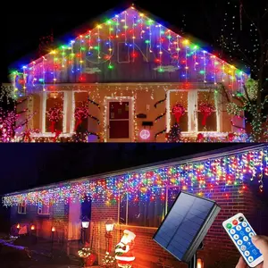 Multi-Color Outdoor LED Icicle Lights, 14.5Ft with 160 LEDs - For Christmas Decor
