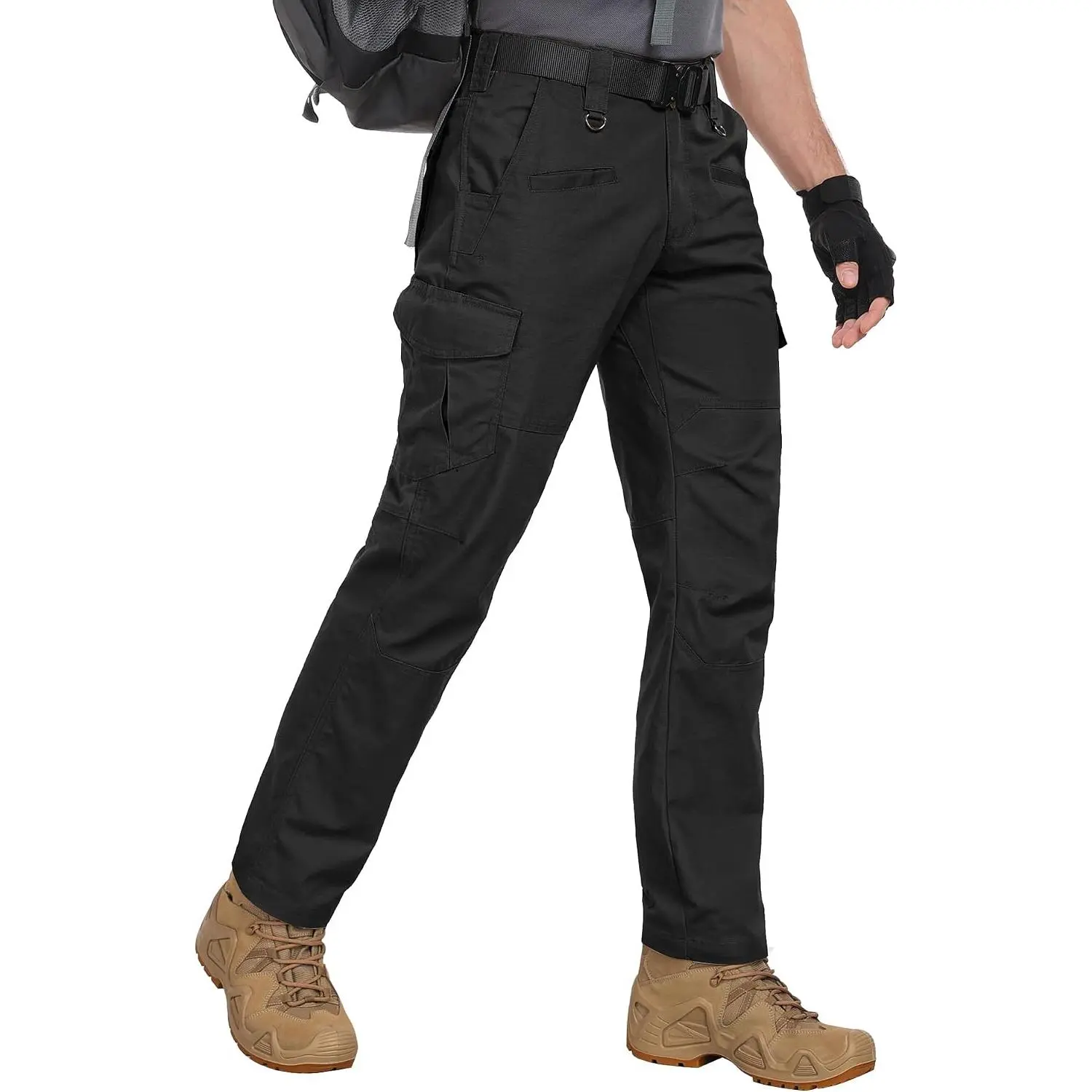 Zoofly Men's Elastic Ripstop Fabric Cargo  - Water Resistant, Multi-Pocket Army   for Hiking, Work (No Belt) sport  tactical pant