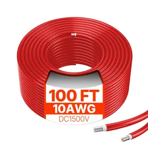 VEVOR 100FT Solar Panel Extension Cable 10AWG Waterproof PV 6mm Cable Red