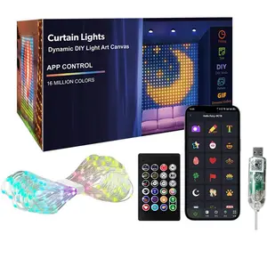 Smart LED Curtain Light, RGB Color Changing LED String Light with Remote Control, Music Sync Dynamic DIY LED String Light for Home Party Wedding Decor, RGB Led Lights
