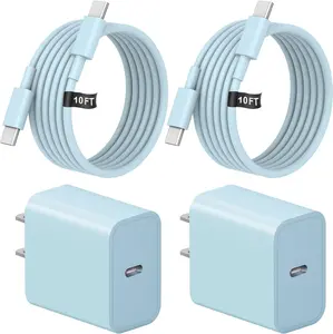 10FT  17 16 15 Charger   USB C Charger Block Type C Chagrer   2-Pack for  17/17 Plus/17 Pro/17 Pro Max/ 16/16 Plus/16 Pro/16 Pro Max/15/15 Pro Max(Blue)
