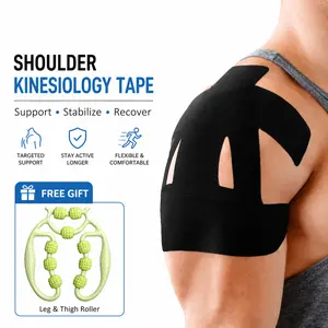 10 Count,Kinesiology Tape for Shoulder Pain Relief Pre Cut Sports Waterproof Breathable Enhance Elastic Kinesiology Athletic Tape for Shoulder Support and Muscle Sports(Black),Boxing Wrap
