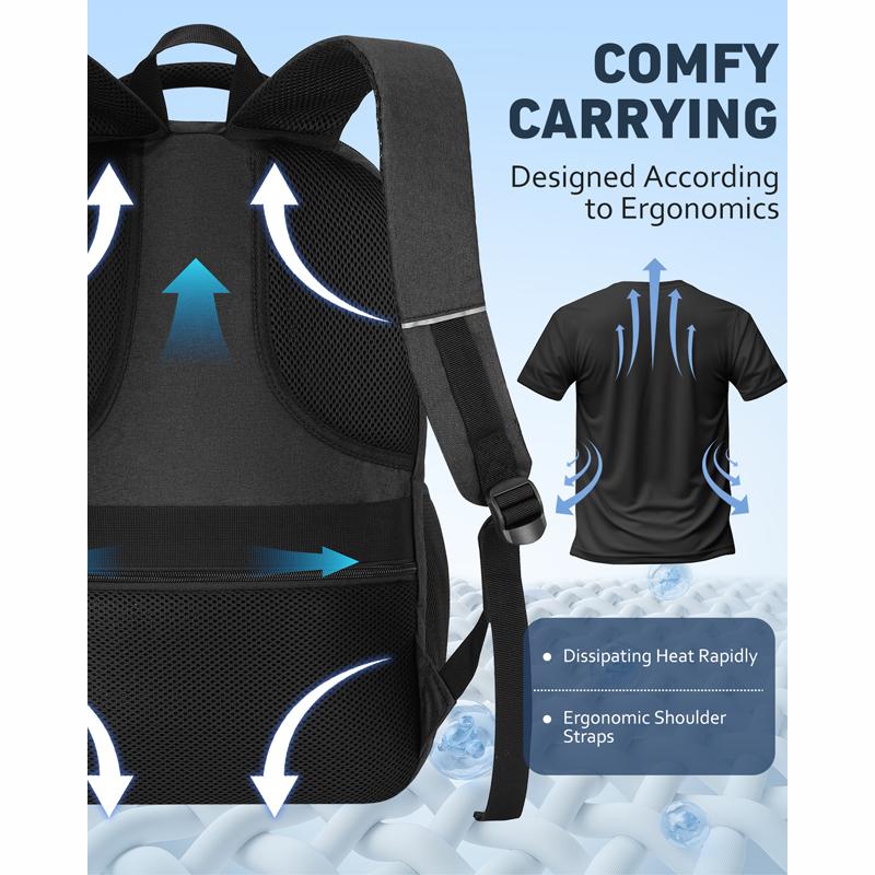 kadilong 15 Inch Large Anti-theft Laptop Backpack with USB Charging Port, Headphone Jack & Password Lock, Water Resistant Backpack for Students, Working Adults, School, Work & Travel