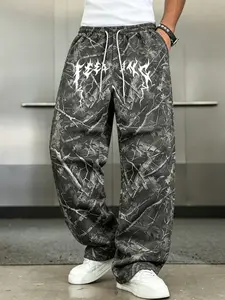 Men's Y2K Tree Camo Baggy Sweatpants, Athleisure Style Pants, Breathable Sports Pants, Breathable Relaxed Fit Streetwear, Skateboarding, Gym & Daily Commute, Street Style Hip Hop Trousers Streetwear, Breathable Activewear Bottoms
