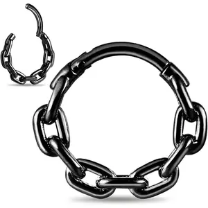 Chain Septum Rings 16G/(8mm,10mm,12mm) Nose ring Dainty Helix Daith Earrings for men/women 316L Stainless steel Daith Piercing Jewelry Silver Gold Black