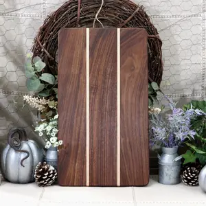 Walnut Cutting Board With Symmetrical Maple Inlay