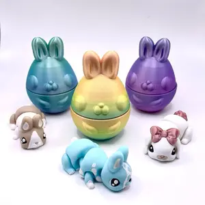 Mystery Bunny Easter Egg with Flexible Bunny Inside - Random Flexible Fidget Toy, Stress Relief Toy - Home, Office & Desk Decor Ornament - Cute Easter Basket Stuffer & Collectible Gift for Kids & Adults