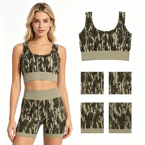 Women Adult Camouflage 2pcs Yoga Summer Active Wear Sports Sets