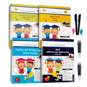 Teacher Designed Large 11x8.5in  Handwriting Workbooks (Sight Word Copy Included)-  Learning Calligraphy, Magic Practice Copybook for ,  Ages 3 to 8 (4 Pack)