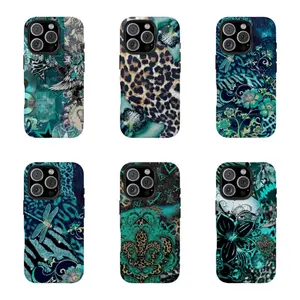 Y2K Teal Animal Print Phone Case,for iPhone 16 15 14 13 12 11 17Pro Max,for Samsung S25 S24 S23 S22 Ultra,Gifts For Fans, Phone Accessories