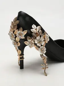 2pcs New Luxury Fashion Rhinestone Flower Detachable Heel Stickers, Perfect for High Heels, Elegant Shoe Accessories, Shoe Decoration Charms, Easy to Apply