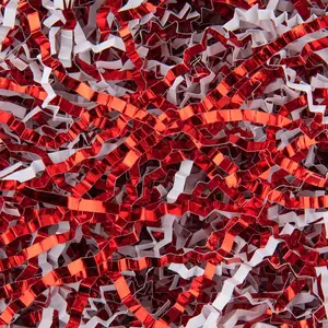 4.5oz Crinkle Cut Paper Shredded Filler Paper for Gift Baskets Gift Box Confetti Paper Shreds Decoration Stuffing for Birthday, Weddings, Anniversaries, Christmas Wrapping Red&White