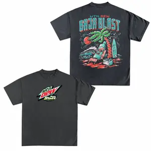 Mountain Deew Baja Blast Chill On The Beach 2-sided T-Shirt Us Culture Drinking Graphic Tees Summer Outfit Ideas 90s Vintage Baja Blast Beach Graphic T-Shirt For Men Summer Outfits Fathers Day Gift Ideas Humorous Tshirt Men Streetwear Cotton Graphic Tees