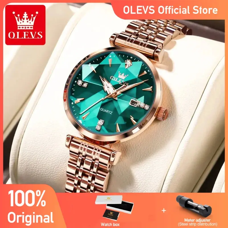 OLEVS 5536 Women's Luxury Fashion Watch - Watches for Women, Sapphire Crystal, Zircon Dial, Quartz Movement, Steel Strap, Chronograph, Waterproof, Luxury Look