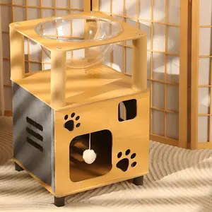 Space capsule cat climbing tower