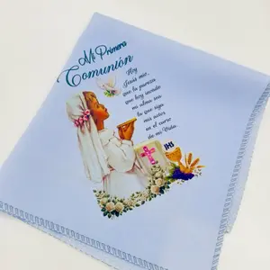 12pcs First Communion Napkins Recuerdos para Communion Servílletas de tala with Religious Theme and Inspirational Text