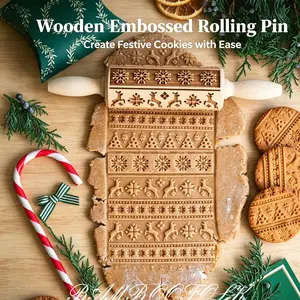 1pc Reindeer Cookie molds, Embossing Rolling Pin, Laser Engraving Rolling Pin, Biscuit Decorating Roller, Suitable for Christmas Gifts