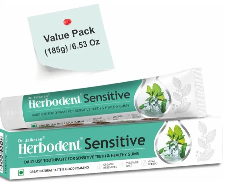 Herbodent Sensitive Toothpaste 6.53 Oz| Sensitive Care with Natural Mouthwash & Gum Strengthening Herb-Oral health management Mint Clove Eucalyptus probiotic  toothpaste Daily