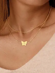 Butterfly Initial Necklace, Stainless Steel Jewelry for Party, Daily Clothing Decor, Trendy All-match & Exquisite Jewelry for Birthday Gift