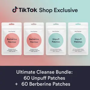 Kind Patches Ultimate Cleanse Bundle, 60 Unpuff Patches+60 Berberine Patches, Support Gut Health, Digestive Comfort, Debloating, Steady Release, Vegan